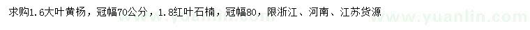 求購1.6公分大葉黃楊，1.8公分紅葉石楠