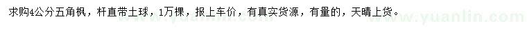 求購4公分五角楓