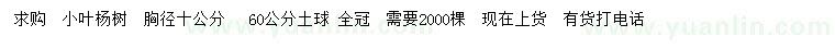 求購胸徑10公分小葉楊