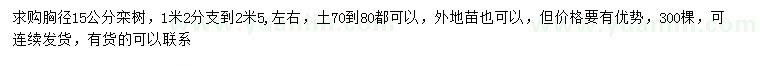 求購胸徑15公分欒樹