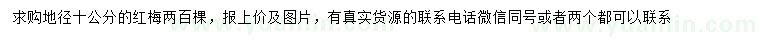 求購地徑10公分紅梅