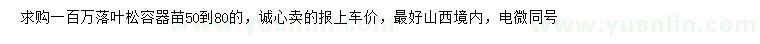 求購(gòu)50-80公分落葉松