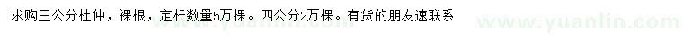 求購(gòu)3、4公分杜仲
