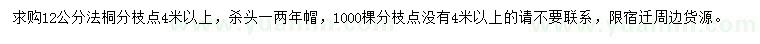 求購(gòu)12公分法桐