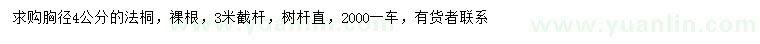 求購胸徑4公分法桐