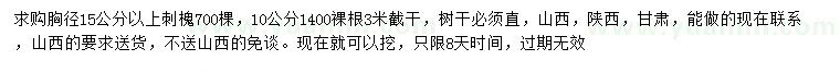 求購胸徑15公分以上刺槐