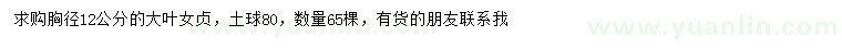 求購胸徑12公分大葉女貞
