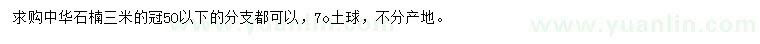 求購3米中華石楠