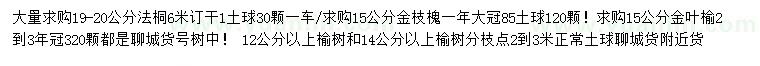 求購(gòu)法桐、金枝槐、金葉榆等