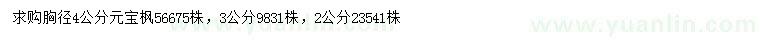 求購胸徑2、3、4公分元寶楓