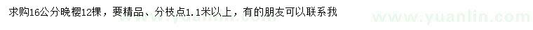 求購16公分晚櫻