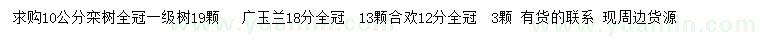 求購欒樹、廣玉蘭、合歡
