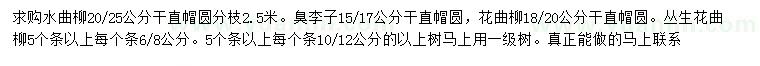 求購水曲柳、臭李子、花曲柳等