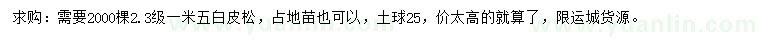 求購(gòu)1.5米白皮松