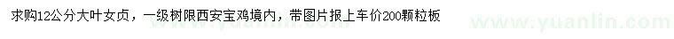 求購12公分大葉女貞