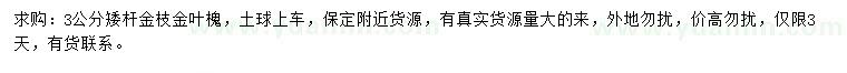 求購3公分矮桿金枝金葉槐