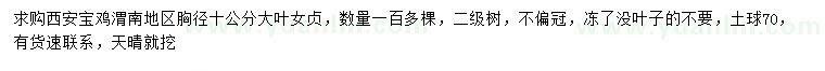 求購胸徑10公分大葉女貞