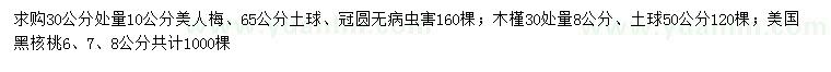 求購美人梅、木槿、美國黑核桃