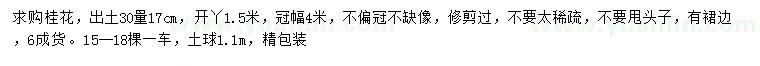 求購30公分量17公分桂花