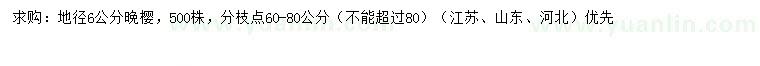 求購(gòu)地徑6公分晚櫻