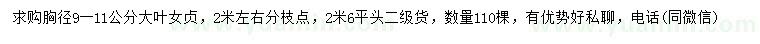 求購胸徑9-11公分大葉女貞