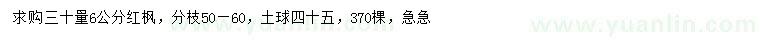 求購30公分量6公分紅楓