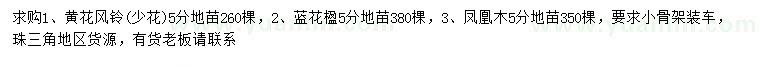 求購(gòu)黃花風(fēng)鈴、藍(lán)花楹、鳳凰木