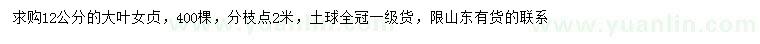 求購12公分大葉女貞