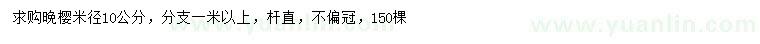 求購米徑10公分晚櫻