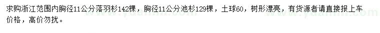 求購胸徑11公分落羽杉、池杉