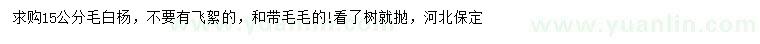 求購15公分毛白楊
