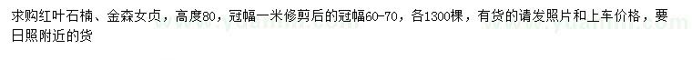求購高80公分紅葉石楠、金森女貞