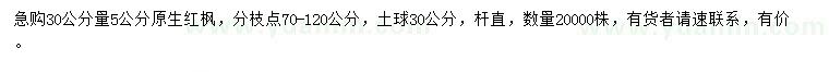 求購30公分量5公分原生紅楓
