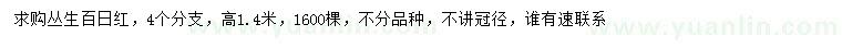 求購高1.4米叢生百日紅