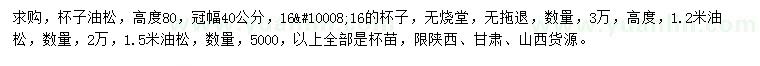 求購高80、120、150公分油松