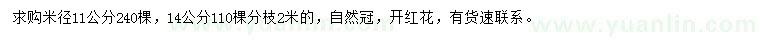 求購(gòu)米徑11、14公分紫薇