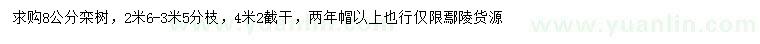 求購8公分欒樹