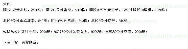 求購(gòu)水杉、香樟、無(wú)患子等