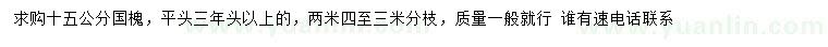 求購(gòu)15公分國(guó)槐