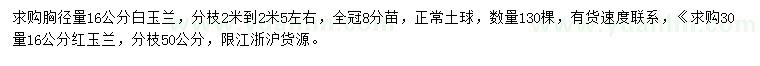 求購胸徑量16公分白玉蘭、紅玉蘭