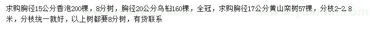 求購香泡、烏桕、黃山欒