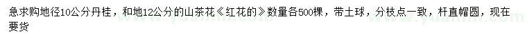 求購地徑10公分丹桂、12公分山茶花