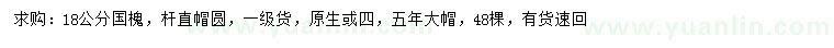 求購18公分國槐