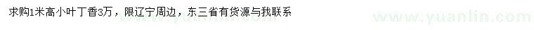 求購高1米小葉丁香