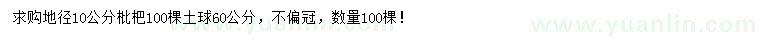 求購地徑10公分枇杷