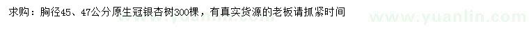 求購胸徑45、47公分銀杏