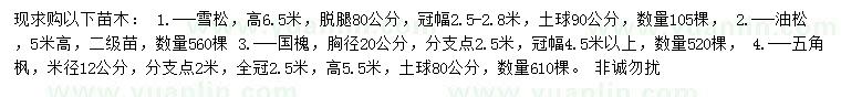 求購雪松、油松、國槐等