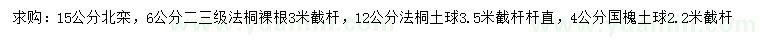 求購北欒、法桐、國槐
