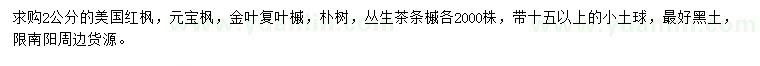 求購美國紅楓、元寶楓、金葉復(fù)葉槭等