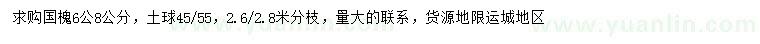求購(gòu)6、8公分國(guó)槐